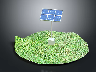 Computer Rendered 3D Solar Panel Model On Green Grass Surface 3d model