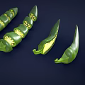 Fresh Green Chili Peppers Whole And Sliced Showing Inner Seeds