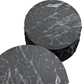 Two Black Marble Cylindrical Pedestals For Modern Home Decor Accents