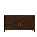 Minimalist Dark Wood Sideboard With Lattice Doors And Drawers For Dining Room