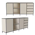 Modern Light Colored Sideboard Cabinet With Doors Drawers Black Frame And Storage Design