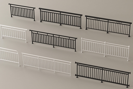 Railing Fence Guardrail Stainless Steel Guardrail Railing Metal Railing 3d model