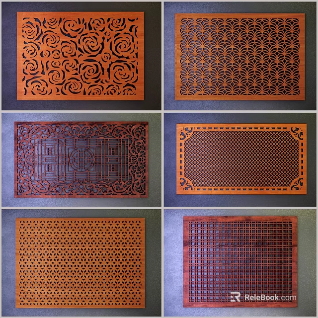 Decorative Room Dividers With Intricate Carved Patterns And Various Designs 3d model