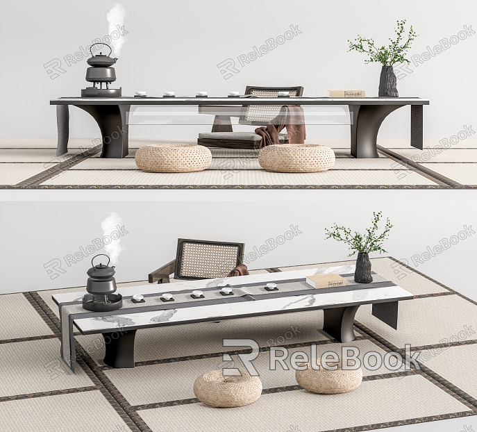 Japanese Tea Table and Chair Tatami Tea Table and Chair Futon Leisure Chair Tea Set Tatami Carpet model