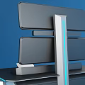 Modern Office Desk Setup With Multiple Monitors Ergonomic Chair And Blue Lighting Accents