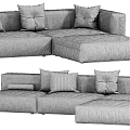 Modern Beige Double Sofa With Soft Fabric And Decorative Pillows