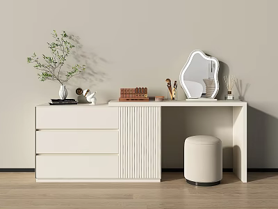 Modern Dressing Table Dressing Table Dressing Stool Crystal Stool Makeup Mirror Dressing Table Makeup Table 3d model