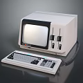 Classic Vintage Desktop Computer With CRT Monitor And Wired Keyboard