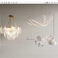 Modern Chandeliers With Transparent Acrylic Shades And Gold Metal Linear Frames