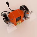 Industrial Bench Grinder With Double Grinding Wheels And Transparent Guards Orange Base And Safety Switch