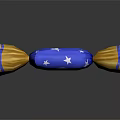 Blue Candy With White Moon And Stars Design And Gold Wrapping