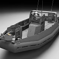 Gray Military Rigid Inflatable Boat With Open Deck And Equipment Mounts