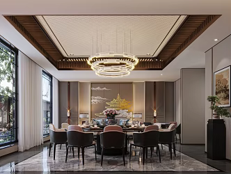 New Chinese-style Hotel Dining Room 3d model
