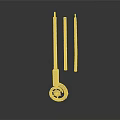 Ancient Decorative Weapon With Three Long Bars Circular Base And Intricate Patterns On Dark Background