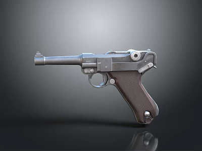 Vintage Pistol With Classic Design Metal Barrel And Wooden Grip 3d model