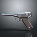 Vintage Pistol With Classic Design Metal Barrel And Wooden Grip