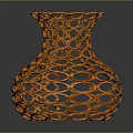 Orange Circular Ring Woven Vase With Hollow Design For Home Decor