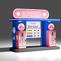 Speed Gas Station Featuring Blue Canopy Pink Fuel Pumps And Price