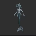 Grotesque Mythical Creature With Flowing Blue Hair Bulging Green Eyes And Sharp Teeth