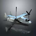 White Tiltrotor Military Aircraft With Twin Propellers On Gray Background And Reflection Effect