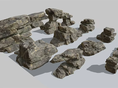 Natural Stone Rocks In Various Shapes For Garden Landscaping And Decorative Projects 3d model