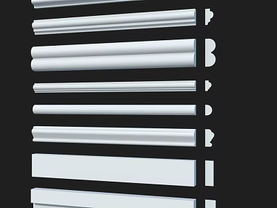 White Decorative Molding Components With Different Profiles And Architectural Trim Designs 3d model
