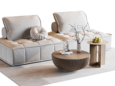 Modern double sofa coffee table combination model