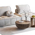 Modern double sofa sofa coffee table combination 3d model
