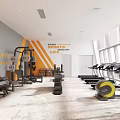 Modern Fitness Gym With Spacious Interior Treadmills Weightlifting Equipment And Large Windows