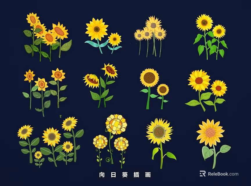 Sunflower Wall Decor Art With Various Designs For Interior Decoration 3d model