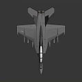 Gray Military Fighter Jet with Cockpit Missiles and Landing Gear Features