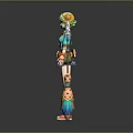 Green Haired Cat Ear Game Movie Character With Blue Jacket Plaid Skirt And Broom Prop