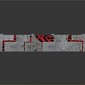 Modern Decorative Square Platform With Gray Stone Border Blue Grid And Red Accents