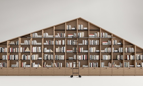 modern bookcase loft bookcase ladder 3d model