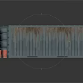 Blue Shipping Container With Open Door And Red Barrels Showing Rust Stains