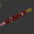 Modern Military Weapon Red and White Tubular Design With Metallic Propulsion Components