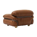 Modern Comfortable Brown Leather Single Sofa With Soft Armrests And Metal Legs 3d model