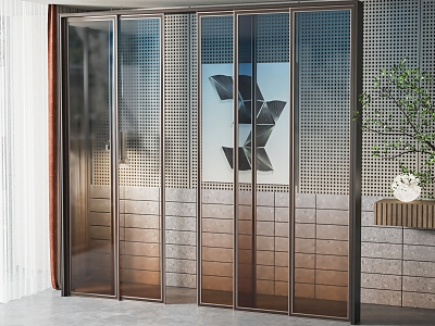 Modern sliding door glass sliding door 3d model