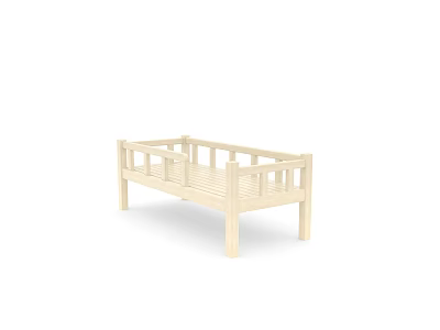 Light Colored Wooden Kids Bed With Safety Guardrails And Simple Design 3d model