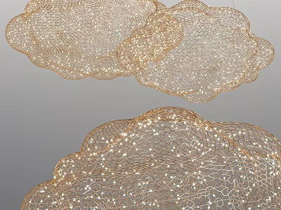Gold Mesh Cloud Shaped Chandelier with Sparkling Lights for Modern Spaces 3d model