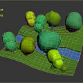 Colorful Green And Yellow Trees In 3D Scenic Grassland With Stream
