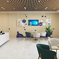 Police Station Service Hall Interior With Reception Desk Computers And Chairs