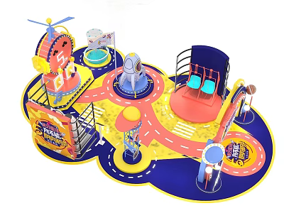 Interactive Play Area With Colorful Slides Climbing Structures And Spin Devices 3d model