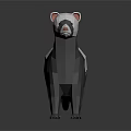 Low Poly 3D Animal Character With Black And White Fur Standing On Dark Surface