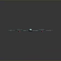 Futuristic 3D Aircraft Model With Blue Red Sleek Geometric Structure Design
