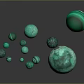Green Decorative Spheres for Home Decor with Various Sizes and Textures on Gray Background