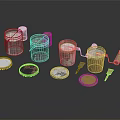 Industrial Equipment for Painting with Various Buckets Rollers Brushes and Lids