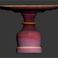 Modern Round Top Pedestal Table Featuring Pink Purple Gradient And Yellow Trim