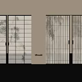 Minotti Modern Interior Sliding Doors Featuring Bamboo Patterns And Vertical Stripes 3d model