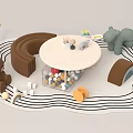 Modern Children's Table and Chair Combination Building Blocks Toy Table Children's Seat 3d model